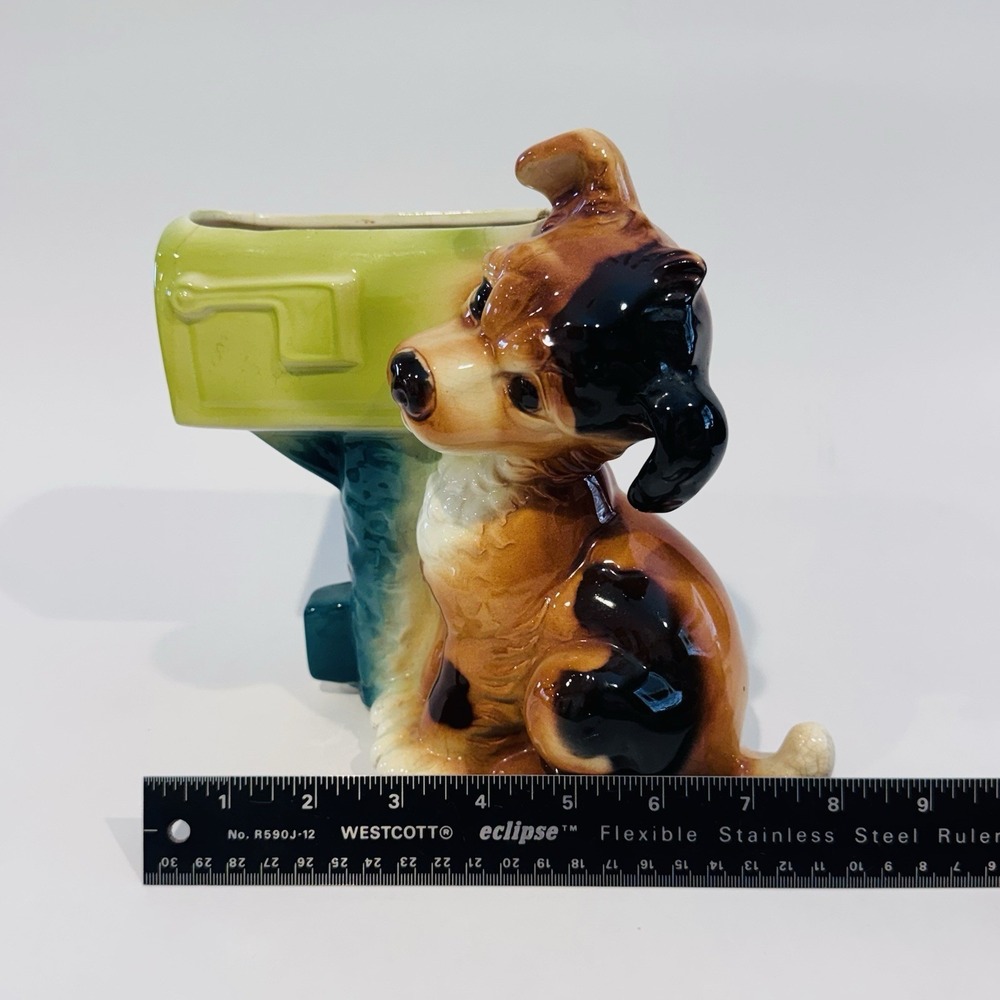 Vintage 50's Mid Century Puppy Dog & Mailbox‎ Planter Royal Copley 8" Tall - Picture 9 of 15